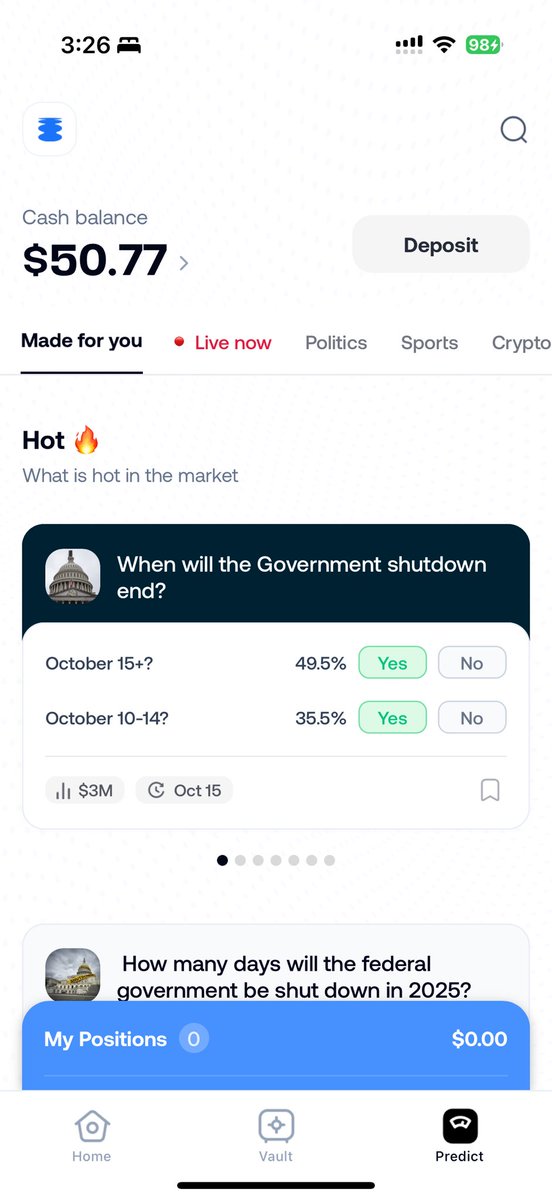 njokuScript's tweet image. Prediction markets on Liquid next week.

- Deposit from any network, any asset (@BlockradarHQ)
- Curated feed just for you
- Get detailed AI analysis of events
- Agents autonomously trade events based on your interests (not on the TestFlight yet)

This is the best @Polymarket…
