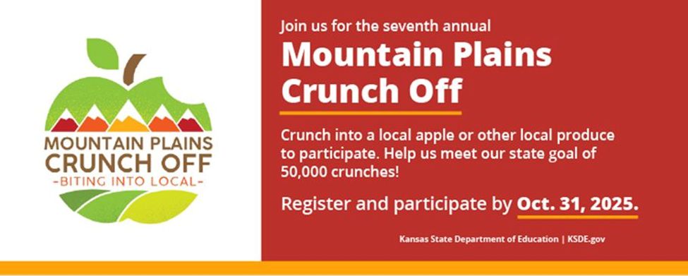 ksdehq's tweet image. Have you registered for the 2025 Mountain Plains Crunch Off? Running from Oct. 1-31, this regional event celebrates local foods, supports our farmers and ranchers, and encourages more local products in every bite.
Register your team here: buff.ly/OxX9ZBs