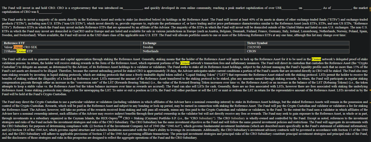 BREAKING: A new Cronos token fund has been filed with the Securities and Exchange Commission! $CRO

REX Osprey CRO + Staking ETF

Making $CRO Great Again!