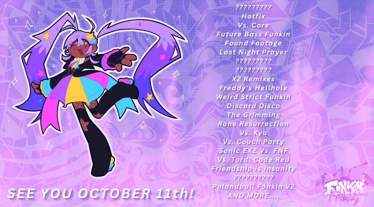 Hope you’re ready! The next Funkin Frenzy premieres on October 11th!

Some familiar faces will be appearing 👀