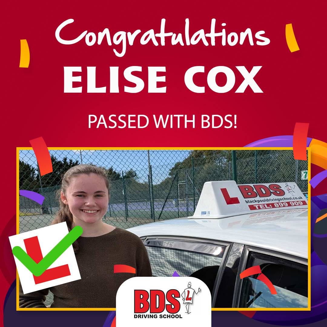 BlackpoolDS's tweet image. 🎉 Congratulations to Elise Cox for passing her driving test with zero faults on 24th September! A perfect drive!
Learn with Dave Topley at Local Driving School – weekly lessons or Fast Pass Courses available.
#DrivingTest #PassWithZeroFaults #LearnToDrive #FastPassCourse