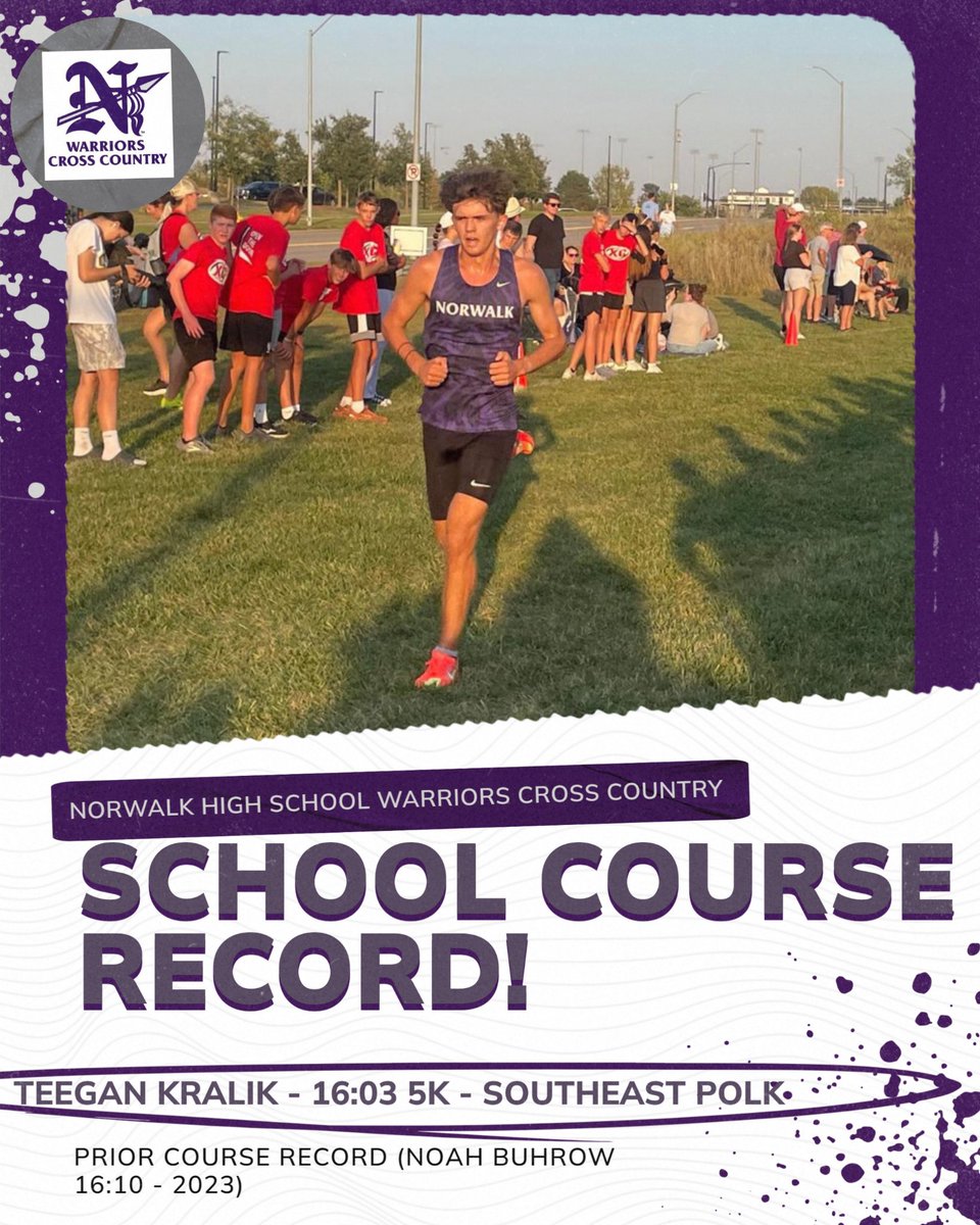 Teegan Kralik has been on a roll lately, earning another school course record, this time at the challenging Southeast Polk Course!  Congrats Teegan!