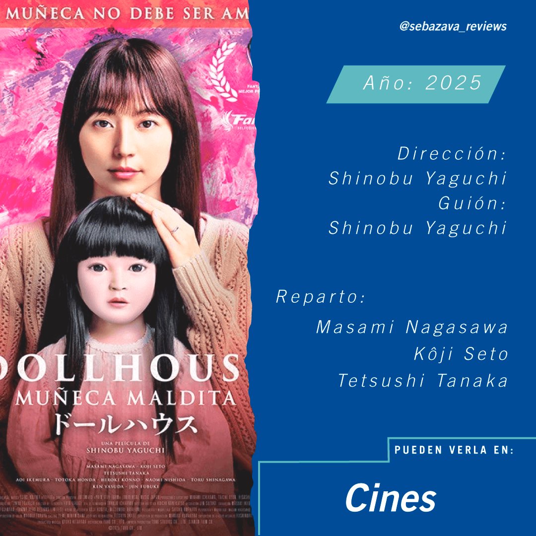 sebazavareviews's tweet image. &quot;Más interesante que el ejemplar promedio del género.&quot;
Entren a @MGustaElCine para leer mi crítica de #DOLLHOUSE, una intrigante película japonesa de terror que pueden ver en cines.
AQUÍ ➡️ tinyurl.com/DollhouseMGC

#CineJaponés #Cinetopía #ShinobuYaguchi #MeGustaElCine