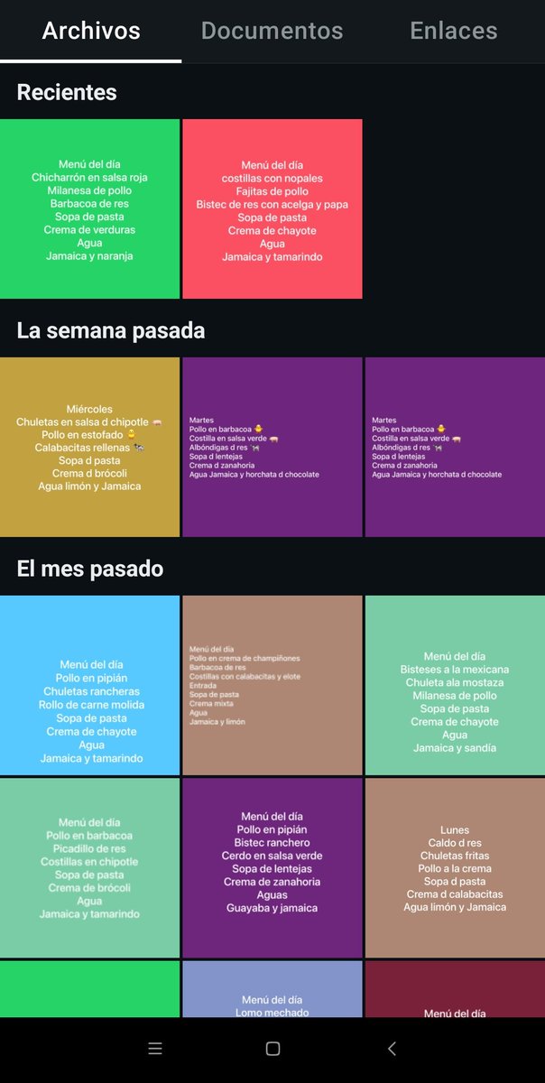 Yo le llamo "ideas de menús"