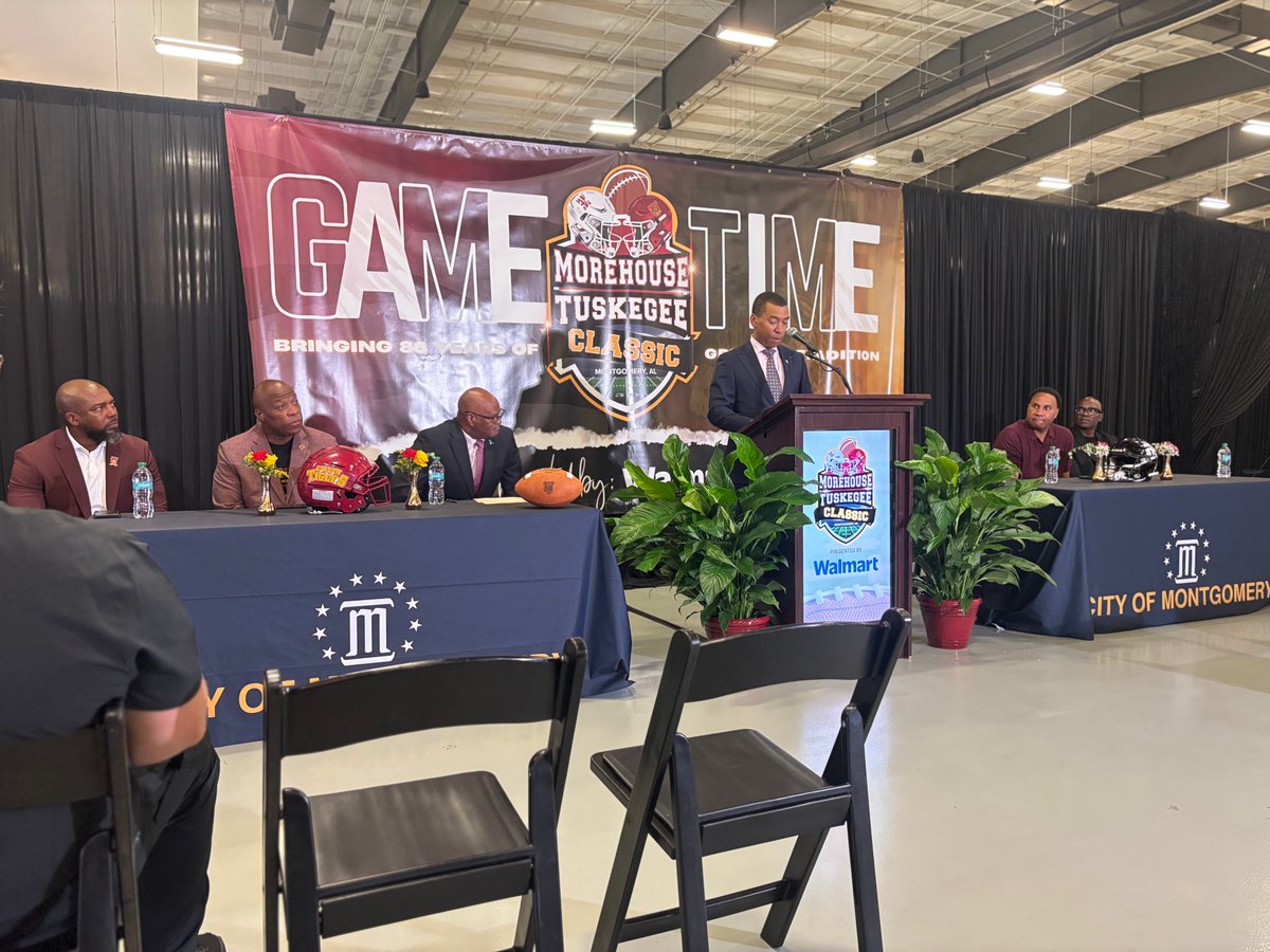 SkegeeFootball's tweet image. 📸 Scenes from the Morehouse–Tuskegee Classic Press Conference at the Cramton Bowl!

Tuskegee and Morehouse are set to renew one of the most storied rivalries in all of college football this Saturday in Montgomery, Alabama.

#SkegeeFB | #MyTUAthletics l #SIAC l #BeatMHC