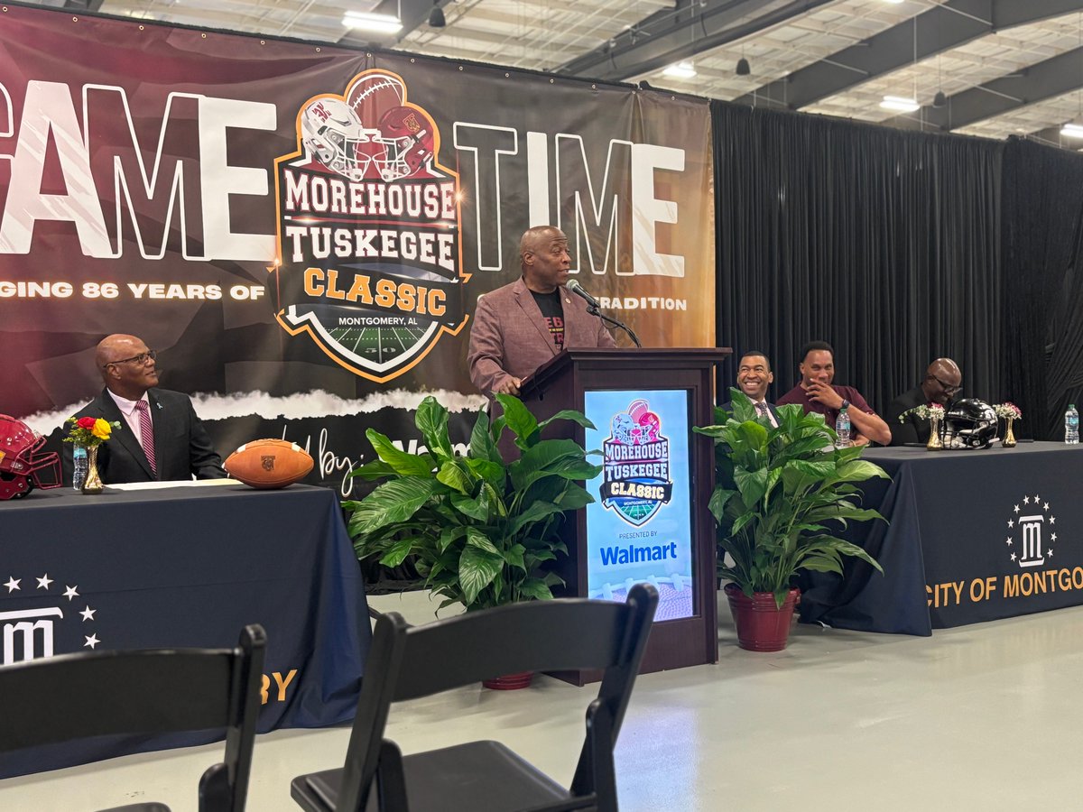 SkegeeFootball's tweet image. 📸 Scenes from the Morehouse–Tuskegee Classic Press Conference at the Cramton Bowl!

Tuskegee and Morehouse are set to renew one of the most storied rivalries in all of college football this Saturday in Montgomery, Alabama.

#SkegeeFB | #MyTUAthletics l #SIAC l #BeatMHC