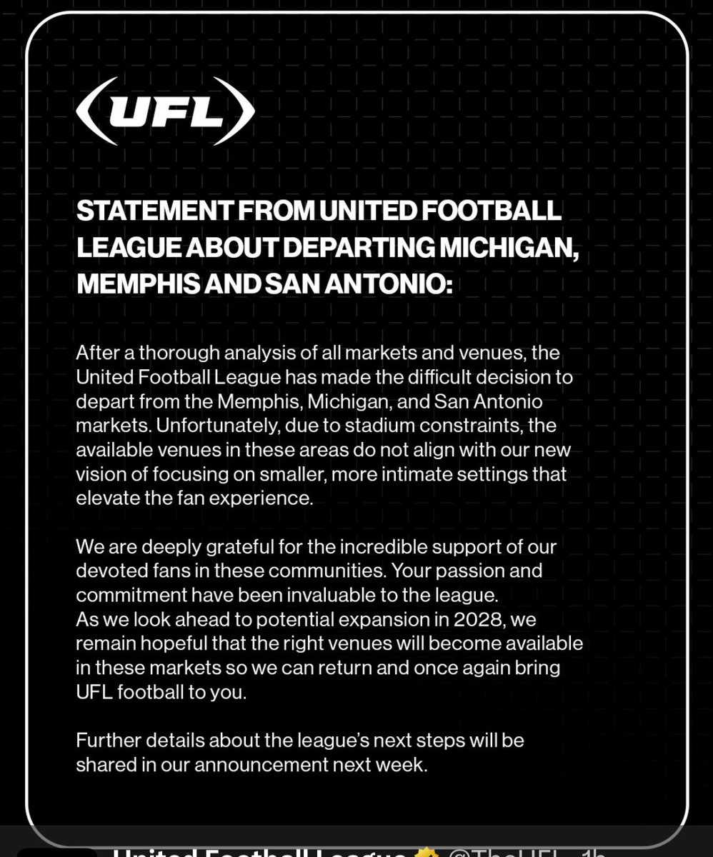 More bread crumbs folks. There will be some sort of merger between the CFL and whatever is left of the UFL. What that looks like and how/if the Canadian game remains- remains to be scene. As for this week I have SK CGY and Hamilton. #CFL #3downdefender