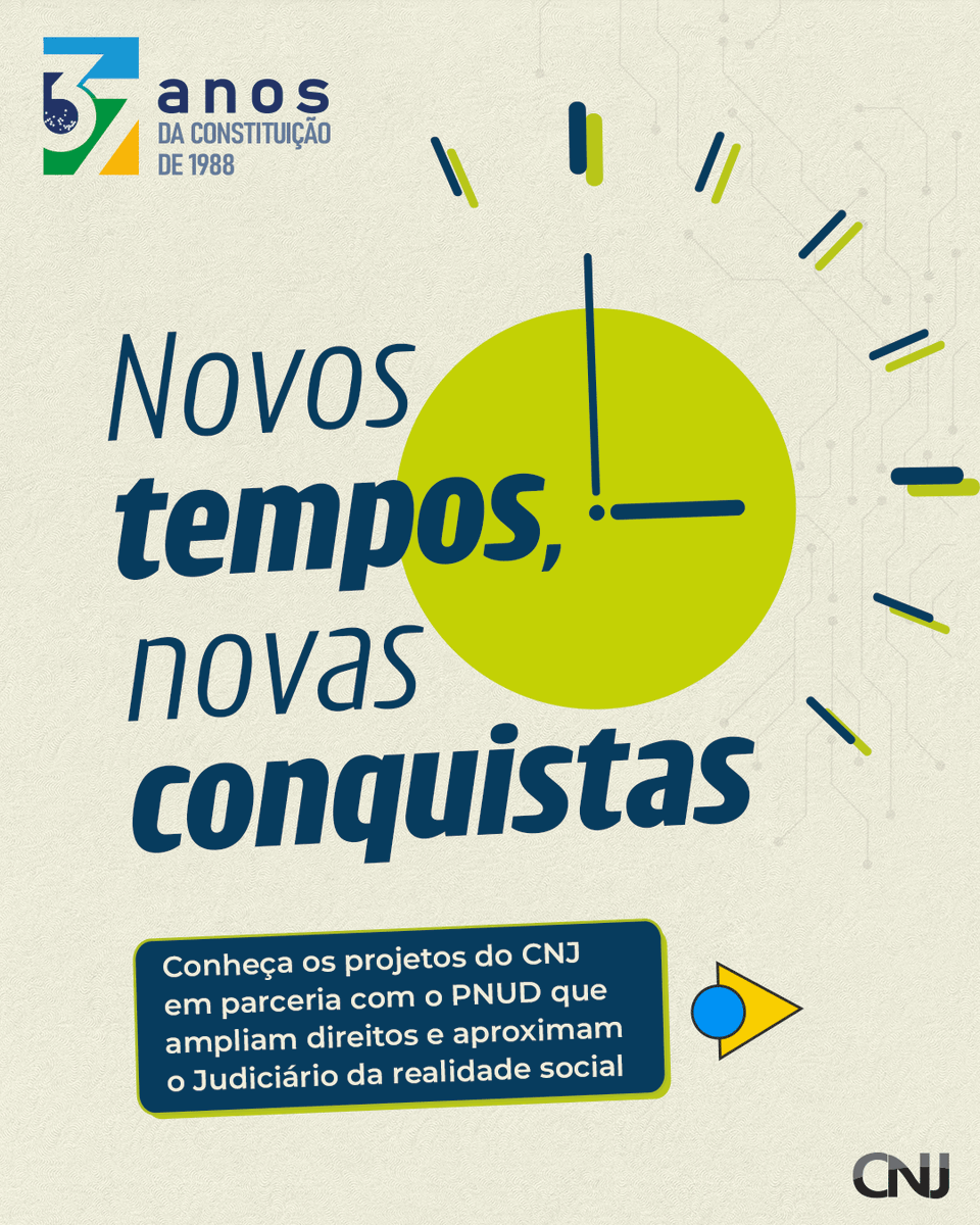 CNJ_oficial's tweet photo. ⚖️💡 Avanços que unem tecnologia, inclusão e cidadania para transformar a Justiça.
Com programas como Fazendo Justiça, Justiça Plural e Justiça 4.0, o CNJ mostra que inovação também é cidadania.
#37AnosdaConstituição #CF88 #JustiçaSoberana https://t.co/xtoAuUXaTH