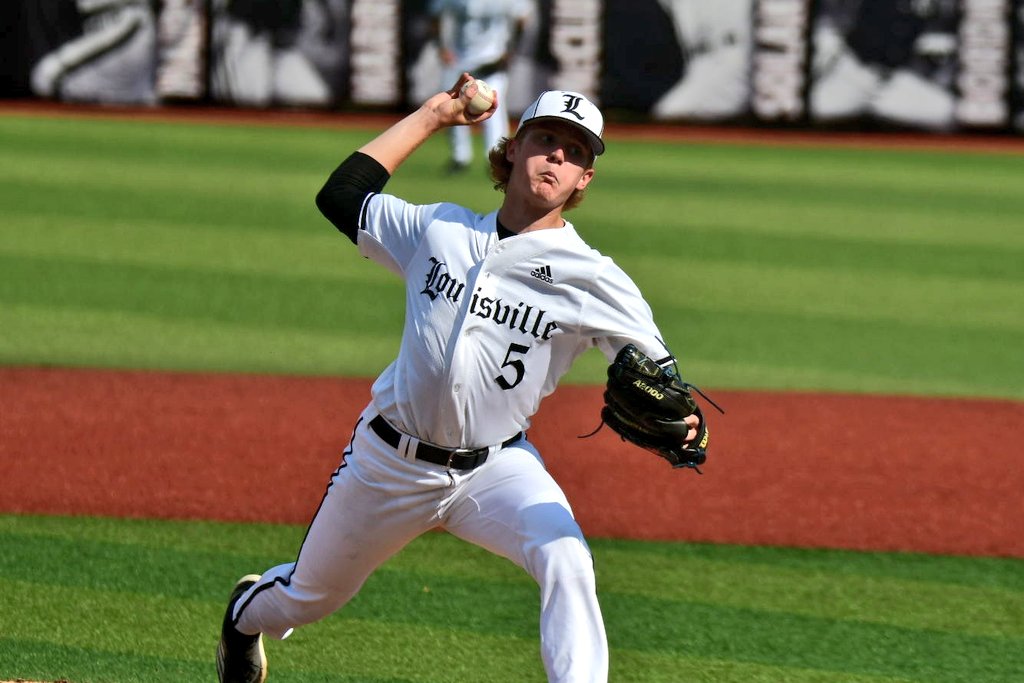 Nice look today at <a href="/LouisvilleBSB/">Louisville Baseball</a>'s Jake Bean, a key transfer from Kent State who should step into the rotation. Loose, athletic 6-3 RHP bumped 95, sat 90-93 today, with a good sharp low-80s breaker that served as out pitch on 3 of his 4 Ks in 2 IP. I liked him on the Cape too.