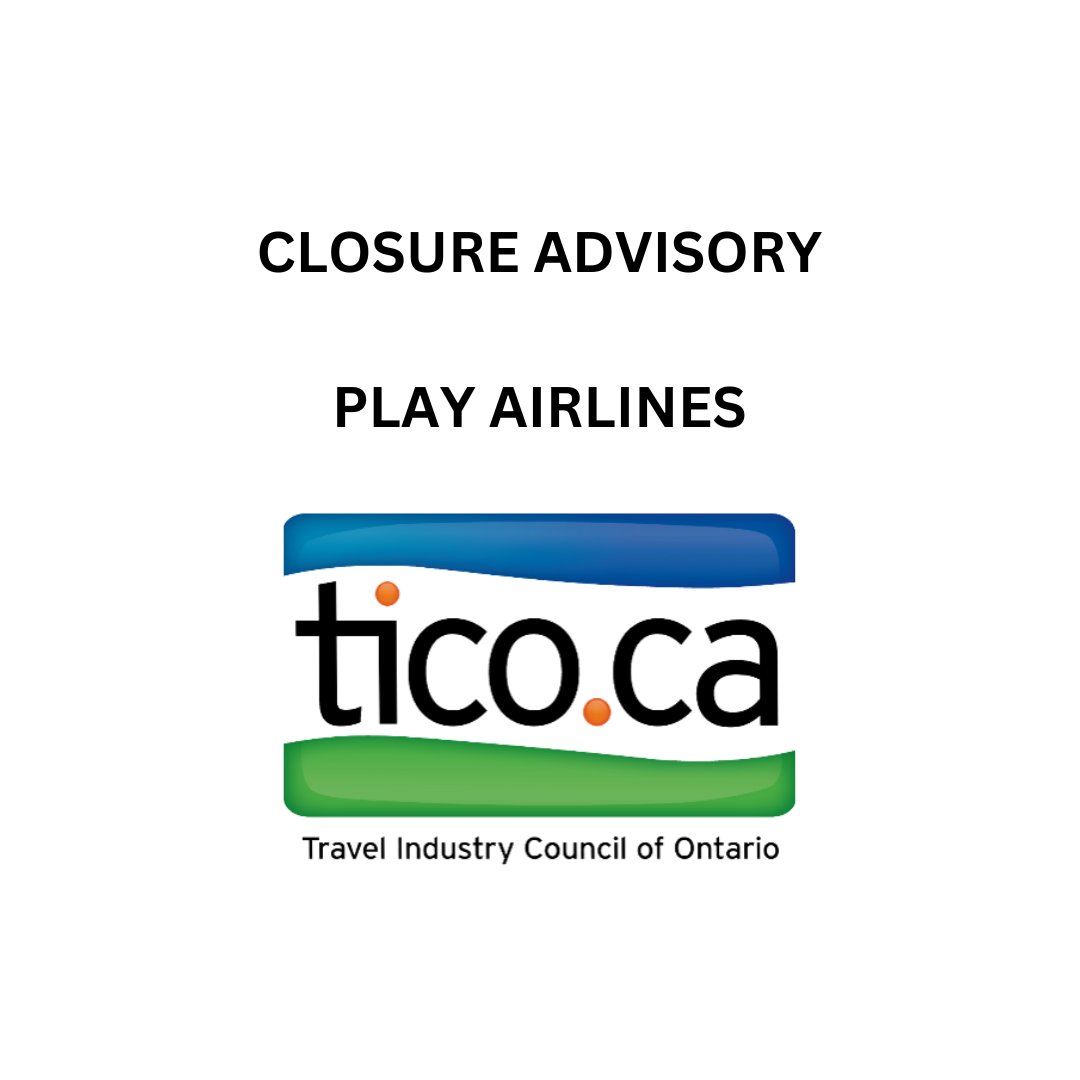 Play Airlines has closed. If you booked travel on Play Airlines through a TICO-registered agency/website, and did not receive the services due to the airline's closure, you may have an eligible claim with the Ontario Travel Industry Compensation Fund.

 tico.ca/news/advisory/…