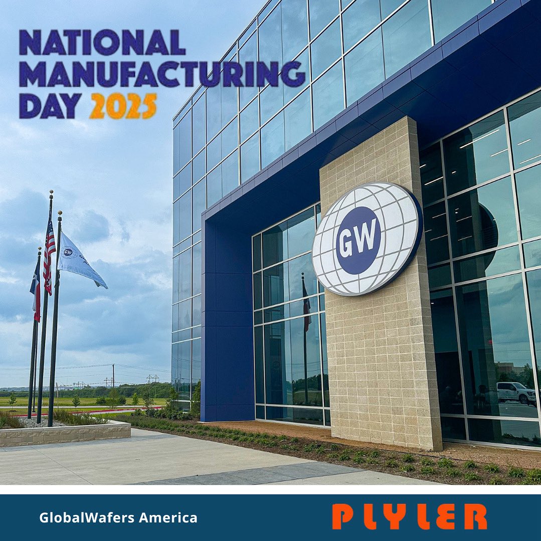 PlylerBuilds's tweet photo. On #NationalManufacturingDay, we’re proud to celebrate the innovation shaping our community. With Sherman as a hub for advancing the industry, companies like GlobalWafers semiconductor showcase what the future holds. Plyler is honored to help build spaces that support this growth https://t.co/DdpPRUJJtD