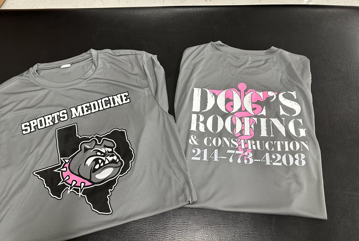 Thank You Marco Jimenez with Doc’s Roofing for sponsoring our Pink Out Shirts for tonight! We appreciate your support for our RC Sports Medicine Program!

Thank you Rockwall Sports Center for making our shirts as well!

#oneRC
#RCBulldogs
#wewearpink