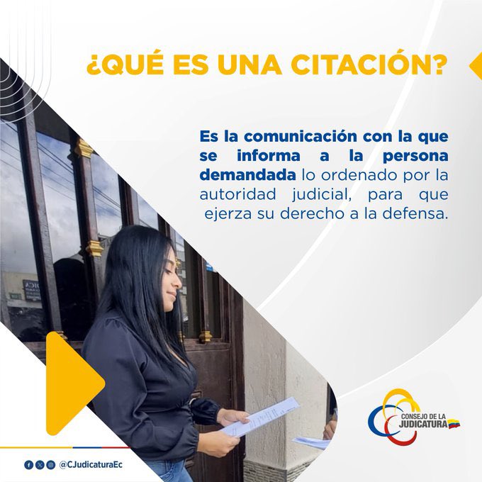 📩Una citación judicial es el acto por el cual se hace conocer al demandado el contenido de la demanda o de la petición de una diligencia preparatoria y de las providencias. 

💬¡Recuerda! Este trámite es gratuito.
#RecuperamosLaJusticia ⚖️