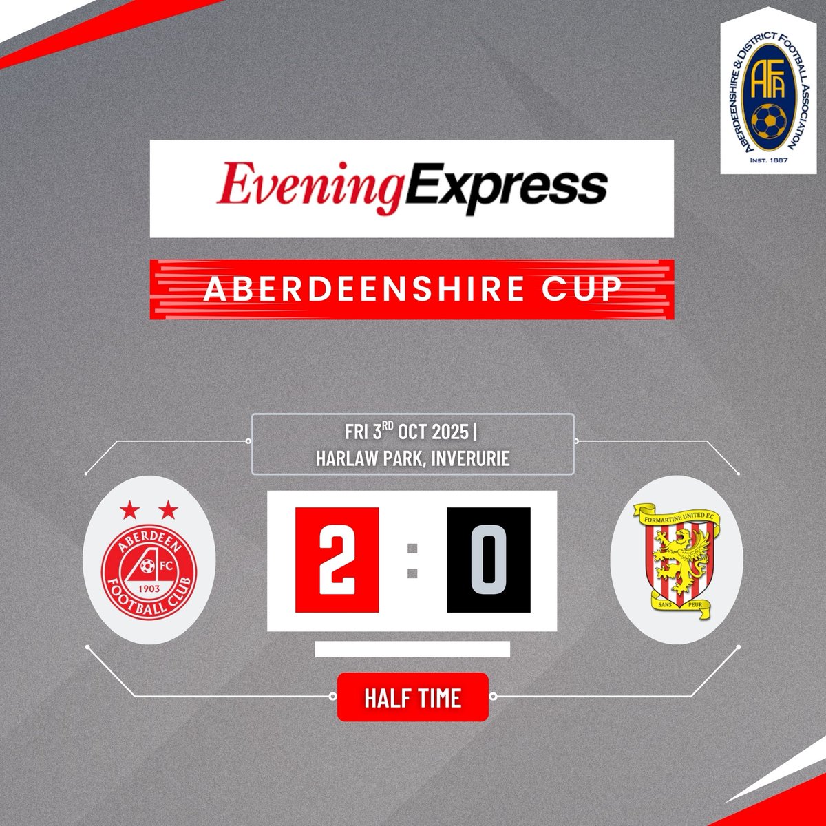 Half time at Harlaw Park in the <a href="/EveningExpress/">Evening Express</a> Aberdeenshire Cup…🏆