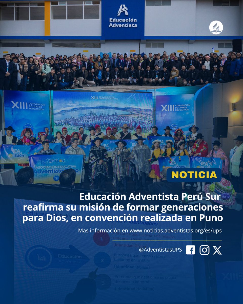 🔴 #Noticia | 💬La XIII Convención de Líderes Educativos fortaleció a líderes y profesionales en el ministerio que une fe, conocimiento y servicio, bajo el lema “Una decisión para la vida”.📚🙏🏽✨

📌Lee aquí: 
noticias.adventistas.org/es/educacion-p… 

#AdventistasUPS #EducaciónAdventista