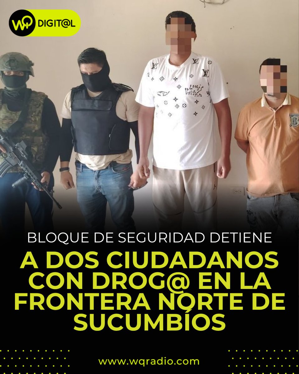🚨💪 En un operativo del Bloque de Seguridad, dos ciudadanos colombianos fueron aprehendidos en la frontera norte (Sucumbíos) con:

✅ 500 gramos de sustancia verdosa, presumiblemente marihuana
✅ Una balanza digital
✅ Dos dispositivos móviles de alta gama

👮‍♂️ La acción,