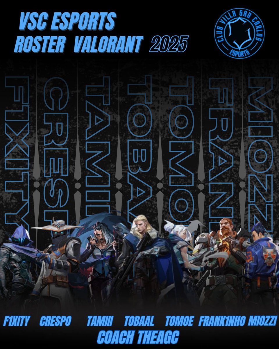 💙La celeste y blanca lista para competir!🤍

💣Les presentamos nuestro nuevo ROSTER de VALORANT que va a dejar todo por Villa San Carlos Esports!!💥

¡Vamos con todo!💪🏼