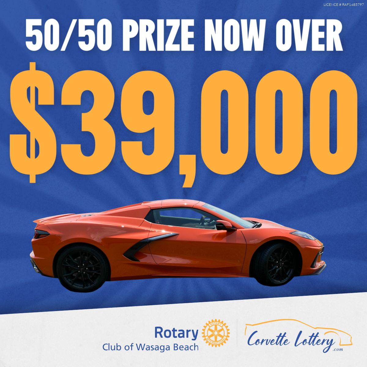The 50/50 jackpot is revving up fast! The jackpot has now raced over $39,000 and it's still climbing!

You can buy tickets or top up at tickets.corvettelottery.com