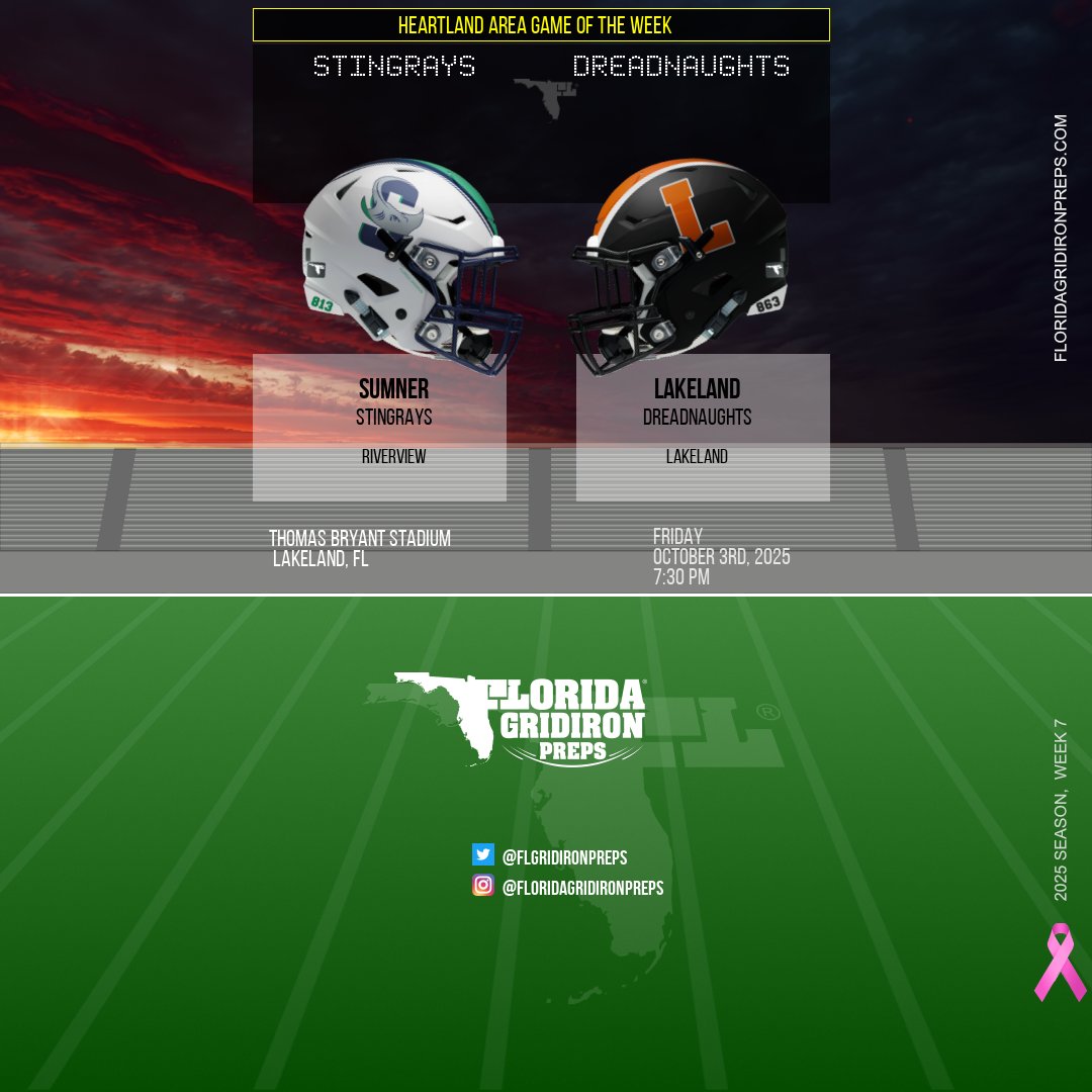 ⭐ HEARTLAND AREA GAME OF THE WEEK 🌴🏈 

Sumner Stingrays (5-1)
at
Lakeland Dreadnaughts (4-1)

floridagridironpreps.com/game/48664
#FLgridiron

<a href="/LHSNaughts/">Lakeland Dreadnaughts Athletics</a> <a href="/MalikMoriss43_/">Malik Morris</a> 
<a href="/SumnerHSFootbal/">Sumner High School Football</a> <a href="/SumnerFBHC/">Sumner Football Head Coach</a> <a href="/Geethecoach/">Coach Gee</a> <a href="/_JayConyers12/">Jamareis”JJ” Conyers</a> <a href="/c3ddd5/">cedrick johnson</a> <a href="/J4ykixx_/">Josiah Washington</a> <a href="/vonisD1/">Ke’(VON) Inmon</a> 
<a href="/T5beSnappin/">3⭐️Tae'Sean Robinson</a>