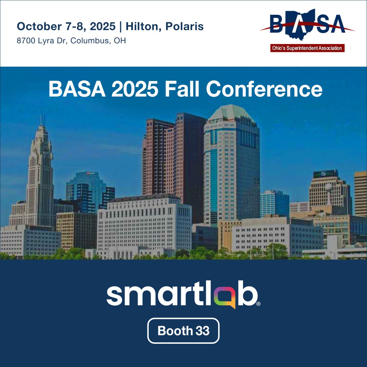 SmartLab_tweets's tweet image. Visit SmartLab Booth #33 at the BASA 2025 Fall Conference in Columbus, Ohio to discover how #SmartLab inspires learners to build confidence, explore their passions, and develop their STEM identity through hands-on learning and career-connected curriculum. We&apos;re shaping tomorrow’s…