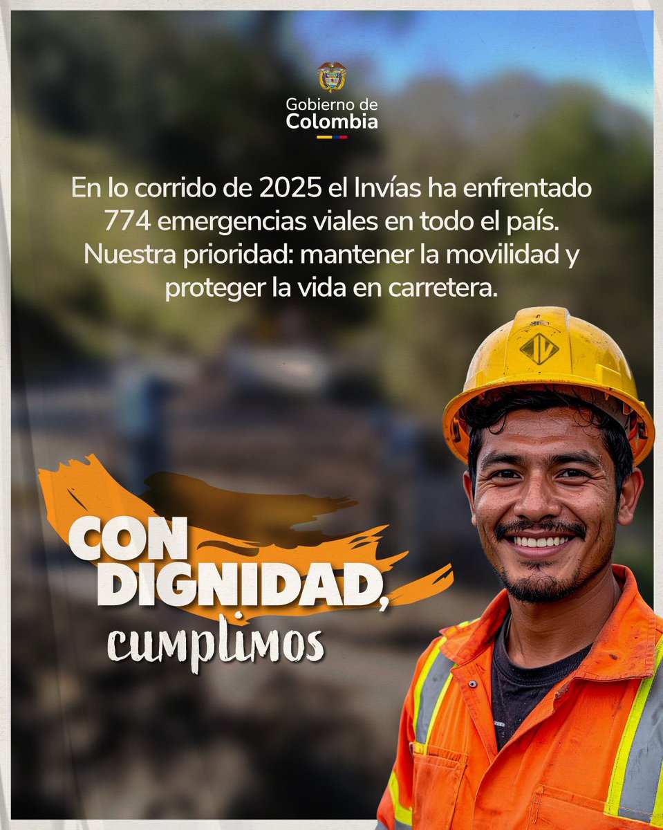 InviasOficial's tweet photo. Con inversiones superiores a $60.000 millones, seguimos asegurando la transitabilidad y la conectividad en las regiones más afectadas. Cada kilómetro atendido es un compromiso con conductores y comunidades. #MintransporteCumple https://t.co/sb5DLU9kTi