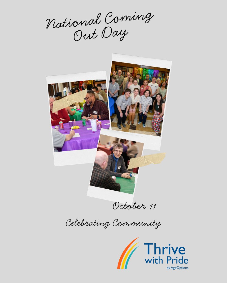 October is LGBTQ+ History Month! On Oct. 11—National Coming Out Day, we honor courage, authenticity &amp; equality.

Discover how AgeOptions uplifts LGBTQ+ older adults through Thrive with Pride: ThrivingWithPride.org