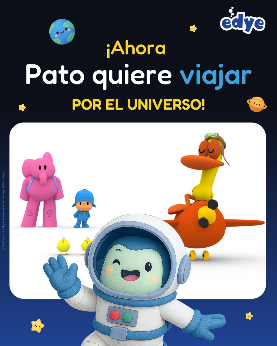 ✈️🦆✨ Pato ya no se conforma con volar en su avión… ¡ahora quiere recorrer el Universo! 🚀🌌

En World Space Week, del 4 al 10 de octubre, acompáñalo junto a tus personajes favoritos en Edye y despeguen hacia aventuras intergalácticas. 👩‍🚀💫

👉 ¡Listos para despegar con Edye!