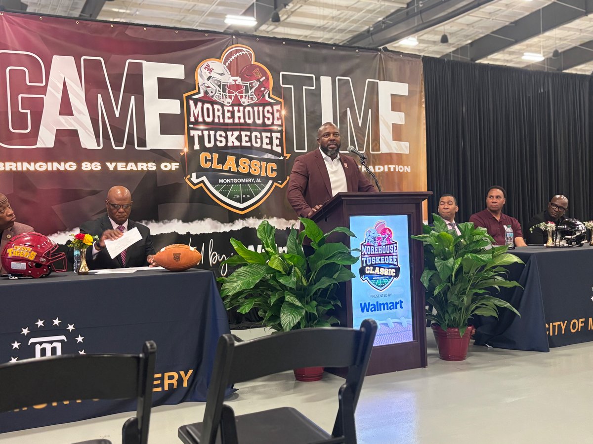 SkegeeFootball's tweet image. 📸 Scenes from the Morehouse–Tuskegee Classic Press Conference at the Cramton Bowl!

Tuskegee and Morehouse are set to renew one of the most storied rivalries in all of college football this Saturday in Montgomery, Alabama.

#SkegeeFB | #MyTUAthletics l #SIAC l #BeatMHC