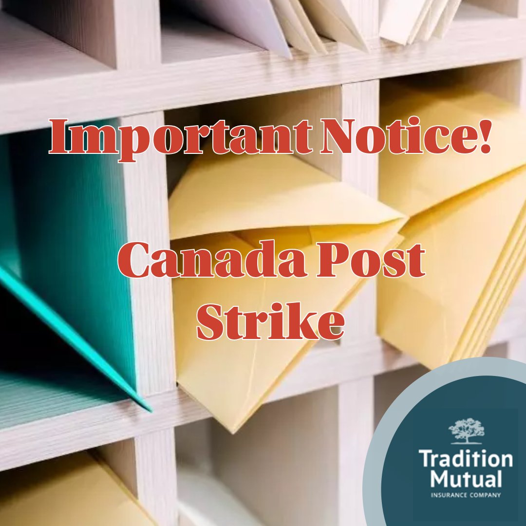 We understand the issues that could arise during the current Canada Post strike. Please visit our website for more information. traditionmutual.com/contact-us/

#MutualInsurance #OntarioMutuals #HuronCounty #PerthCounty #MiddlesexCounty #OxfordCounty