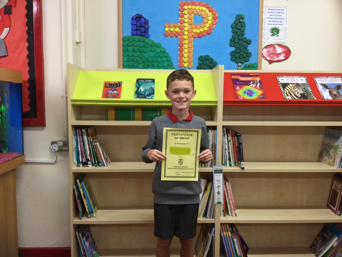 Jacob has earned the Merit Award for Class 5G for being a great role model for others. ⭐️👍🏻😊
