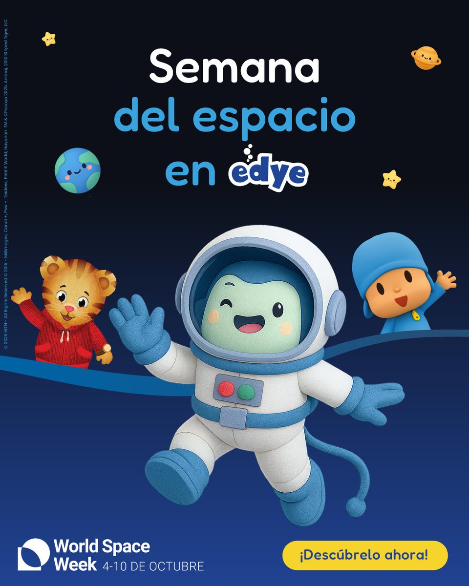 🚀✨ ¡Misión espacial Edye!

Viajes entre estrellas, planetas y mucha diversión. 🌌

Durante World Space Week, disfruta episodios GRATIS de:
⭐ Molang
⭐ Let’s Go Pocoyo
⭐ Clifford
⭐ ¡Y muchas más!
👉 Aventuras para despertar la curiosidad por el Universo, solo en Edye.