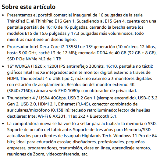mesch's tweet photo. Gadgets y cosas que me compré para mi. Se sabe que la diferencia entre un niño y un adulto es el precio de los juguetes.
Siguiendo con los links de #amazonaffiliates les muestro la Notebook que me compré.
LENOVO THINKPAD
Esta es la segunda Thinkpad que tengo, la primera me duró 8 años. Cuando digo Duró significa que cuando la compré era un maquinón y hoy día si bien la batería ya dura muy poco el equipo sigue siendo 100% funcional y la usan mis hijos para la tarea de la escuela.
Ahora me compré la Thinkpad E16 Business que espero me dure por los próximos 8-10 años.
Por qué una Thinkpad?
- son robustas. ROBUSTAS! un amigo me dijo que incluso tienen grado militar.
- menos es más: no tienen pantalla táctil, ni flip 360° ni cosas superfluas. es para LABURAR.
Esta tiene:
Win11 profesional
Intel Core7 última generación
Disco SSD de 1TB
40GB RAM
Pantalla 16"
Es portátil pero es más pesada que la última que tuve (La X260) pero me gusta porque tiene numpad para los que le metemos numeritos todo el tiempo.
una contra? teclado en inglés sin Ñ, te acostumbrás enseguida o si hacés como yo que cuando trabajo en casa le puse un teclado Bluetooth que me permite tener la Notebook más lejos y así cansar menos los ojos.
TECNOLOYIA!
https://t.co/rHWNMD7qgv