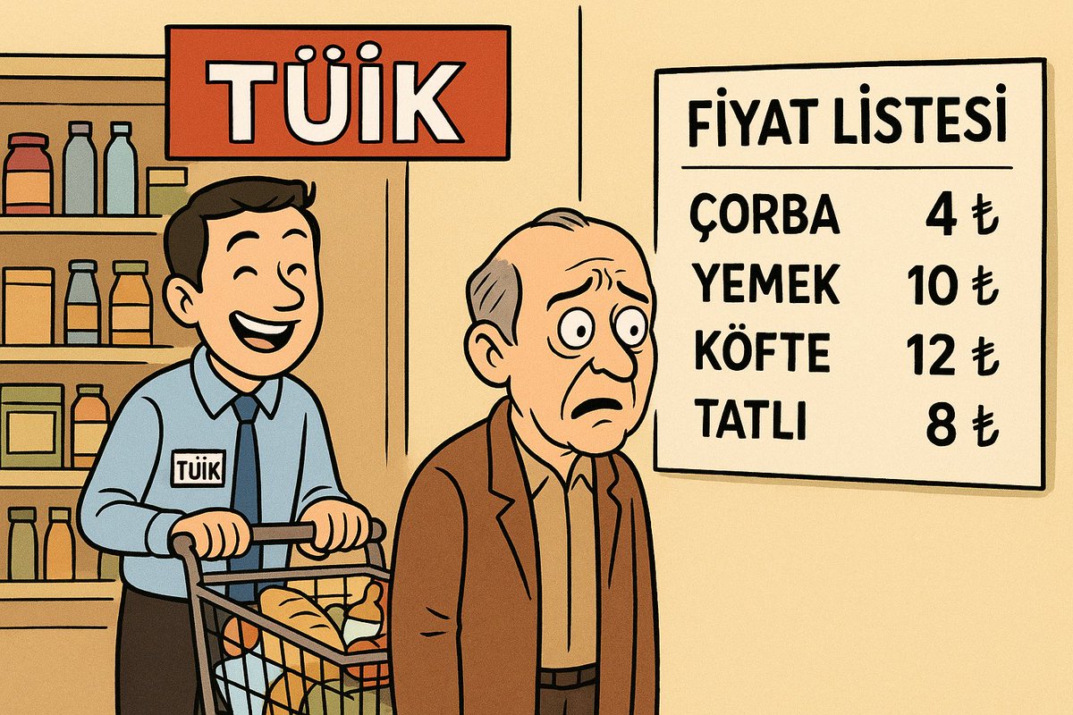 Vay Vay #TÜİK,marketten alışveriş yapıyormuş gibi davranıyor, ama gerçek hayatta kantinden fiyatlara bakıyoruz… Vay #Enflasyon Vay 
2007’de maaşımla 6 Cumhuriyet altını alabiliyordum.
Şimdi emekli maaşımla 1 altın, çalışsaydım 2 altın
4 altınımız enflasyon adı altında çalındı!