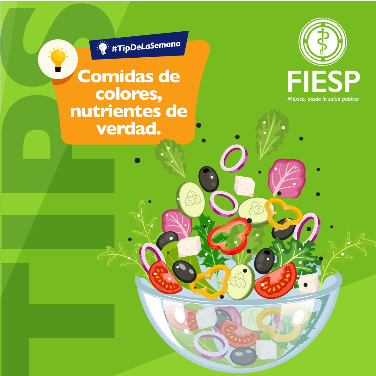 Un plato colorido = más nutrientes. 🌈 Incluye al menos 3 colores en cada comida: vitaminas, minerales y antioxidantes que previenen enfermedades. 🍎🥦 FIESP promueve alimentación consciente. #ComidaSaludable #FIESP