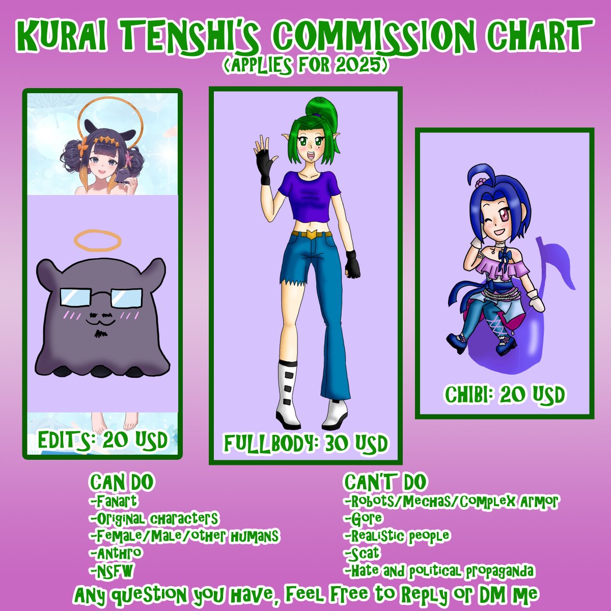 kurai_draws's tweet photo. 💚💚COMMISSIONS (UPDATE OCT 2025)💚💚

New thread, contains old and new tweets about my commissioned pics. 

There is my prices chart, too.

Thank you for your support!! https://t.co/C5Gv43xyg3