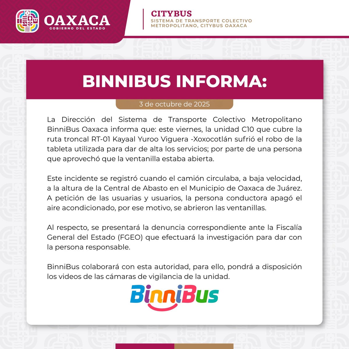 BinniBus informa:
