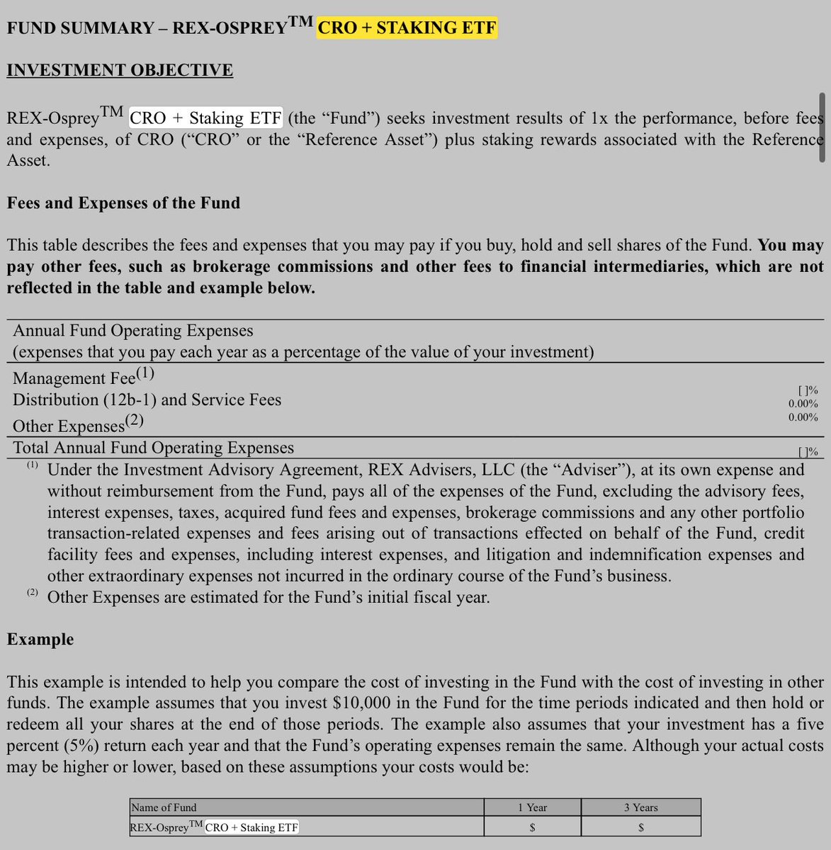 🚨BREAKING NEWS🚨 

A U.S. ETF is coming for $CRO! 👀

The REX-Osprey™ CRO + Staking ETF will hold #CRO directly, stake it for rewards, &amp; even tap EU-listed CRO ETPs.

CRO price + staking yield, all in one ticker. The first of its kind. 👀

Source: sec.gov
$MCGA