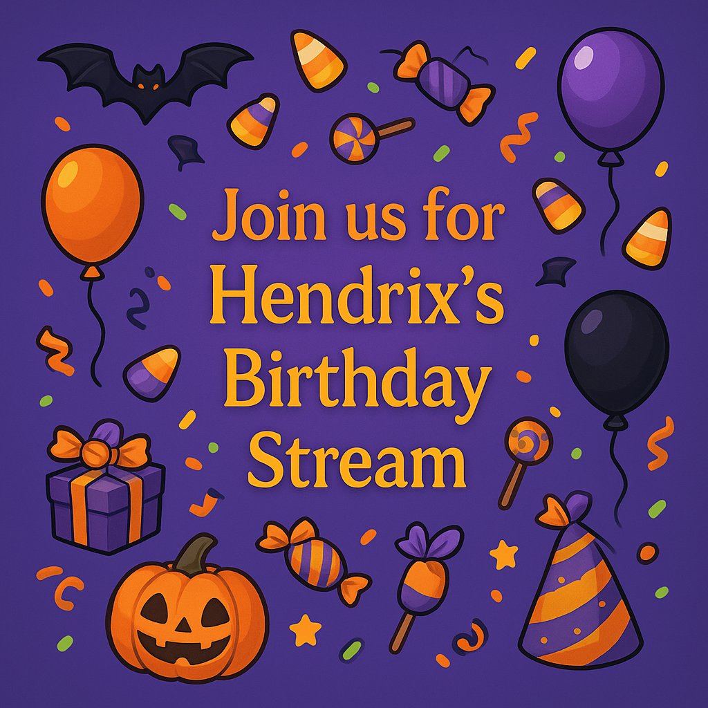 MosskingT's tweet photo. 🎂🦇You are cordially invited to @HendrixSorel birthday stream on #twitch TODAY

Follow me for alerts when we kick off 🥳🥳🥳

#birthday #twitchstreamer #Halloween #spookystreamer #partytime #smallstreamers #OctoberVibes https://t.co/yqbraooCna