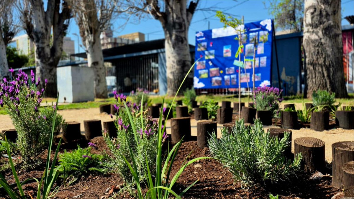 conaf_rm's tweet photo. Entre las especies donadas y plantadas 🌳destacan el quillay y el maitén, que aportarán sombra, aire más limpio y biodiversidad.
Además, se instalan pérgola, juegos infantiles, macizos florales con riego y escaños con el apoyo de DHL. https://t.co/p1gC0SAqzD