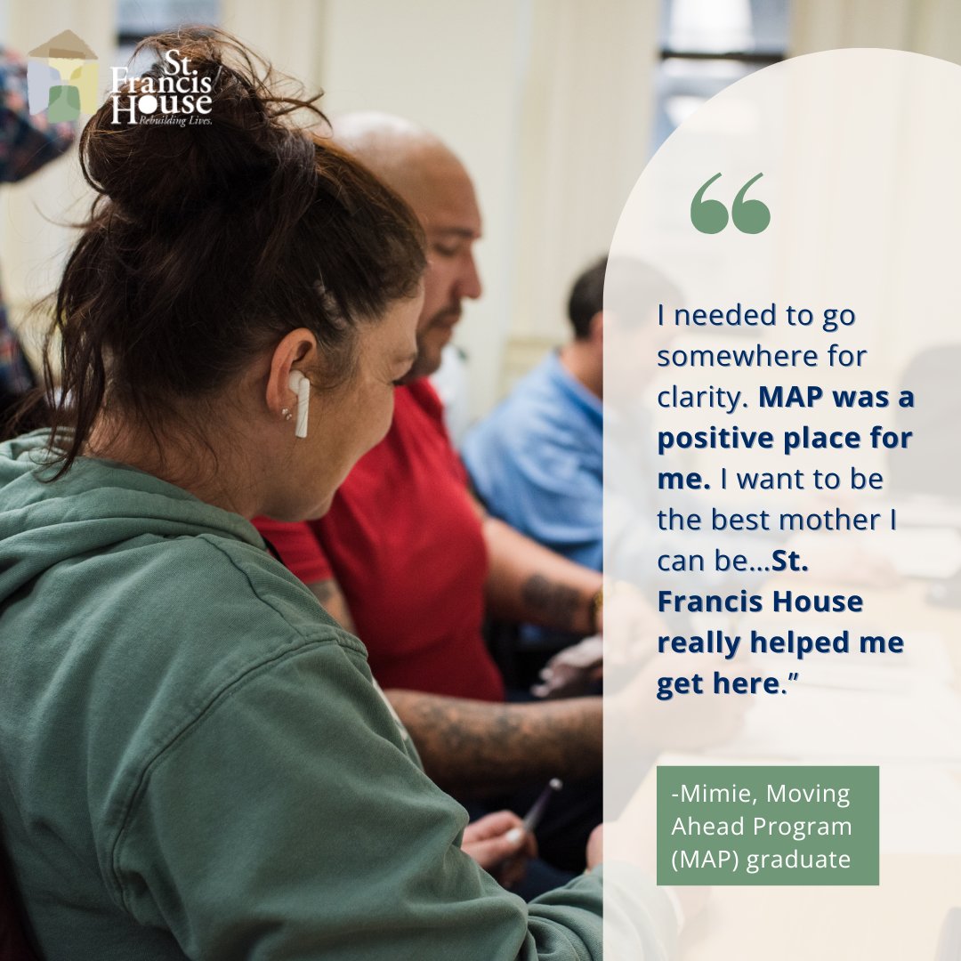 💬 “I needed to go somewhere for clarity. MAP was a positive place for me. I want to be the best mother I can be...St. Francis House really helped get me there.” – Mimie, MAP graduate

MAP is more than a program — it’s workforce training that changes lives. See how we help our