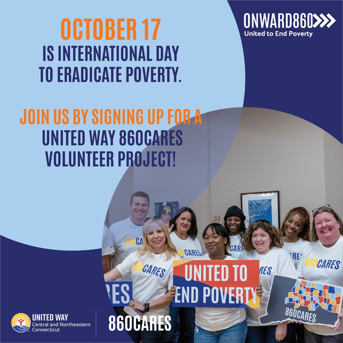 📢October 17 is International Day to Eradicate Poverty 📢

Join #unitedway this October by signing up for a United Way #860Cares project! Learn more at unitedwayinc.org/860cares/