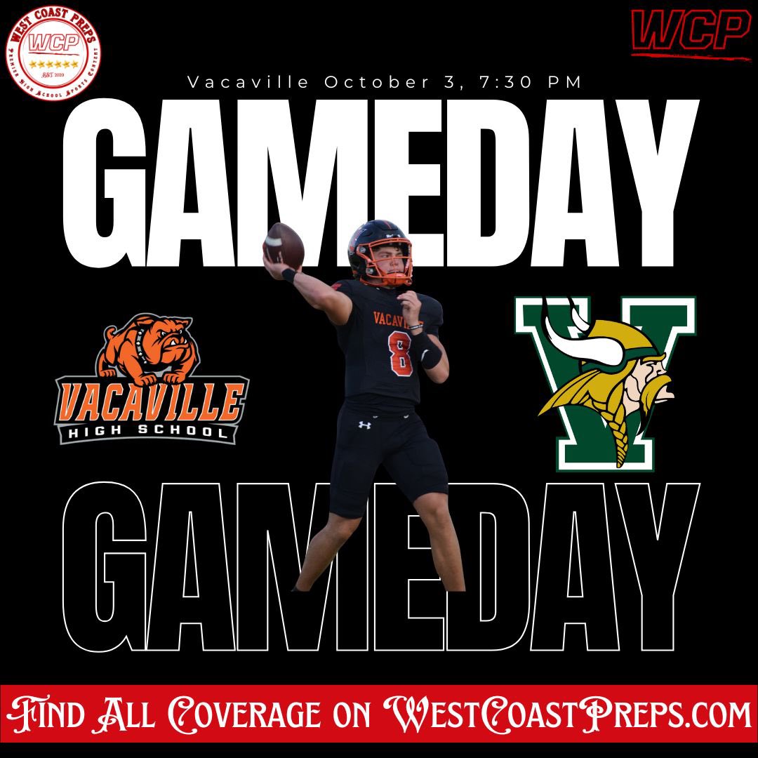 WCPSacramento's tweet photo. Covering 3️⃣ great Sacramento-area 🏈 games today!

- Folsom vs. Oak Ridge
- Lincoln vs. Bear River
- Vacaville vs. Vanden

Use the promo code WCP7DAYS and subscribe for all the premier coverage at https://t.co/lZgI4tomdQ https://t.co/a0iUAsiXgT