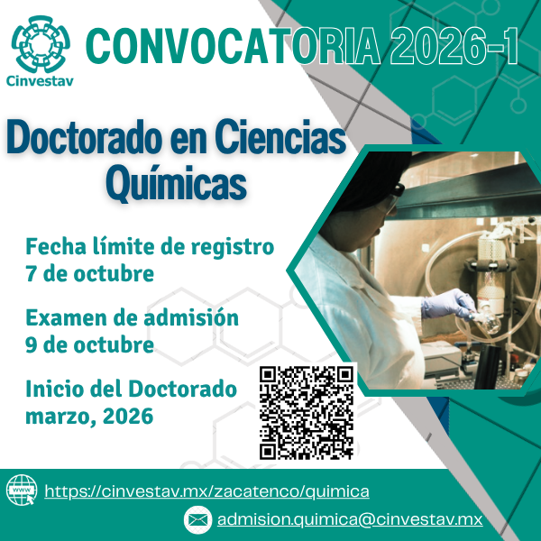 🚨El próximo martes se cierra la convocatoria ¡No te quedes fuera! 
📆 fecha límite de registro: 7 de octubre  
Más detalles de la convocatoria y solicitud de registro en: cinvestav.mx/zacatenco/quim…