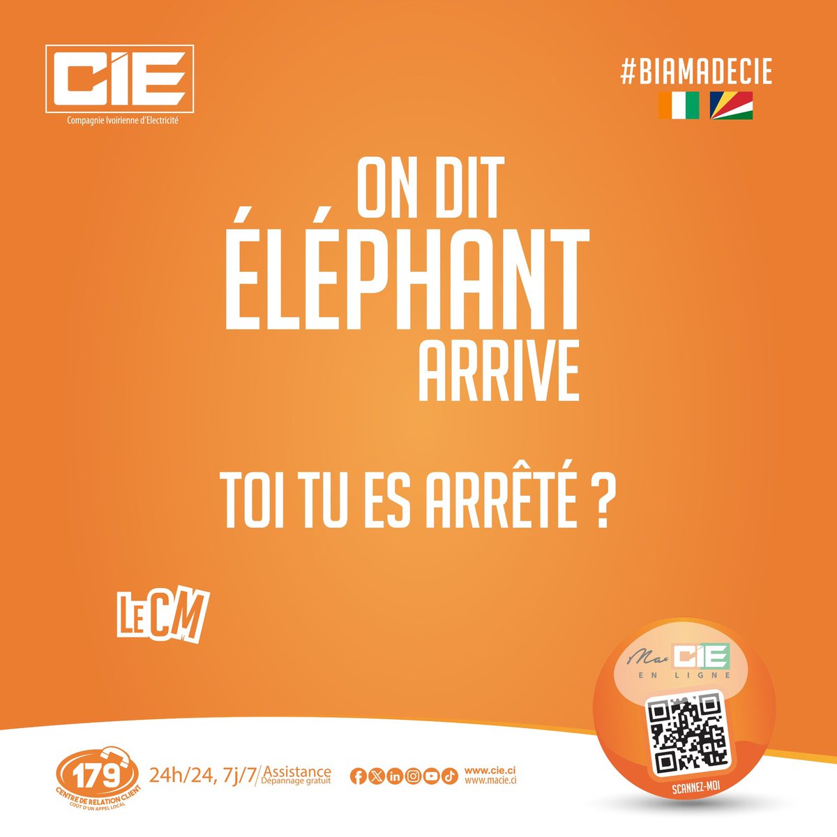 ⚡️ Préparez-vous à une nouvelle charge d’émotions !

Restez branchés pour le prochain rendez-vous, nous devons accompagner nos éléphants jusqu’à la #CoupeDuMonde2026

✨ CIE Partenaire Officiel des Éléphants ! 🇨🇮

#ÉnergieDeLaVictoire #LesÉléphants #CIE
#soutientauxelephants