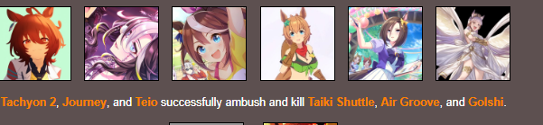 TracenSC's tweet photo. A DANGEROUS PACT FORMED BY TACHYON 2, JOURNEY AND TEIO!
TAIKI SHUTTLE, AIR GROOVE AND GOLSHI ARE DOWN! WHAT DOES TEIO HAVE AGAINST THE COUNCIL STAFF? https://t.co/x9clUYwxJC