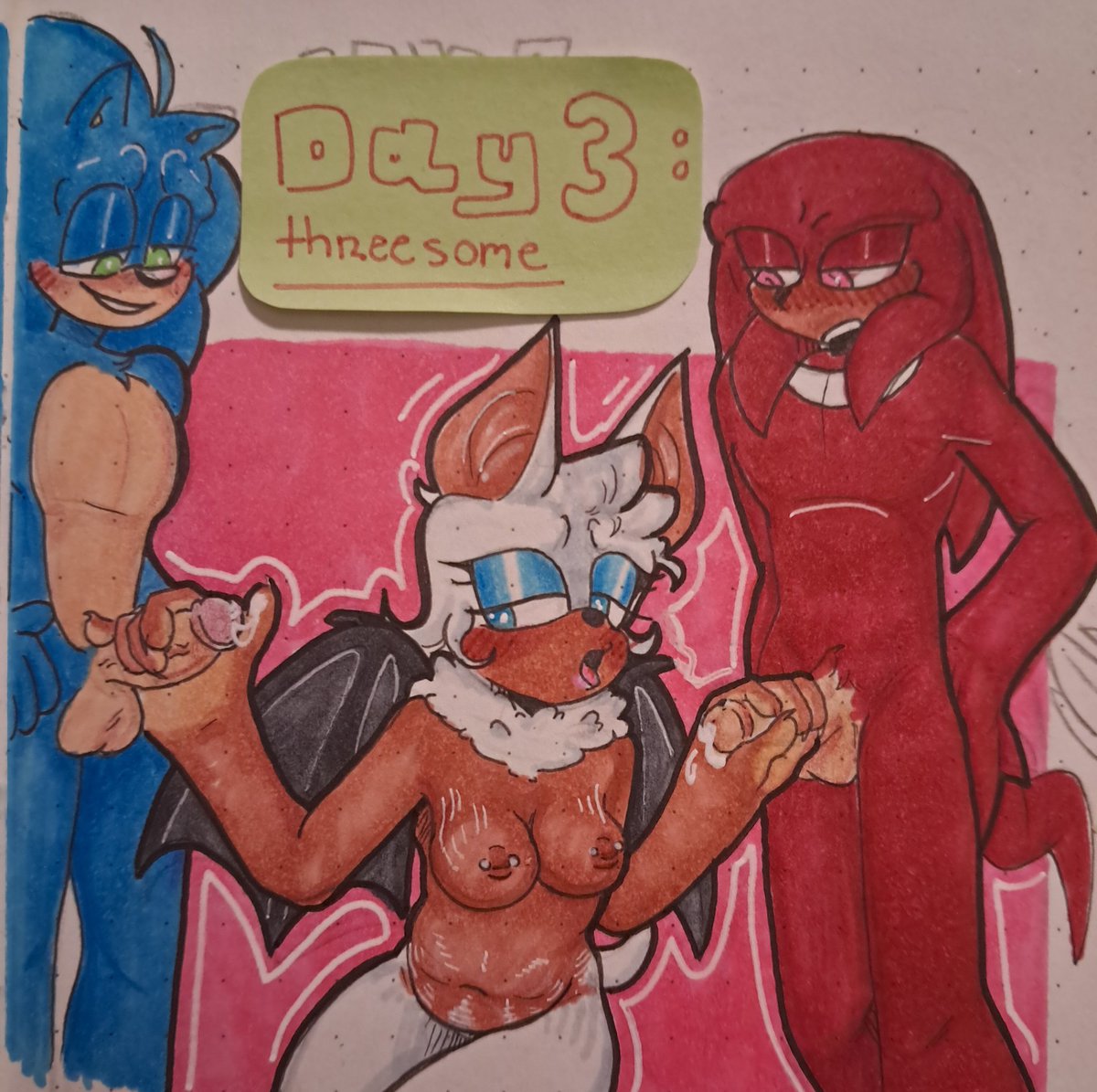 Day 3: threesome
She make them distracted from the road, but they both can handle the curves like a pro
#kinktober2025 #sonicnsfw #sonouge #knuxouge