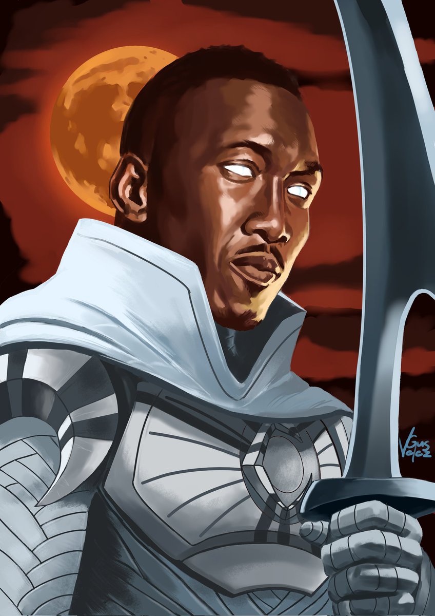 Mahershala Ali as Blade-Knight. Digitally sketched and painted with Krita. #MarvelZombies