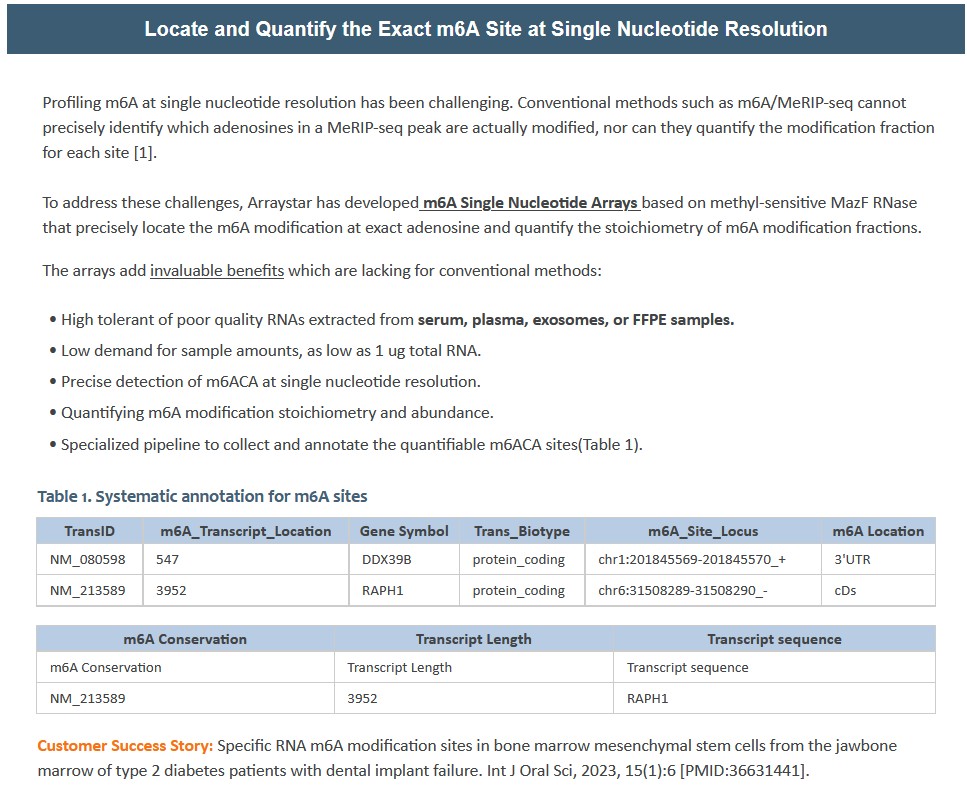 arraystarinc's tweet image. Arraystar m6A Single Nucleotide Arrays, based on  methyl-sensitive MazF RNase, can locate the exact m6A site at single nucleotide resolution and quantify the fraction of modification.

Learn more here: arraystar.com/m6a-single-nuc…