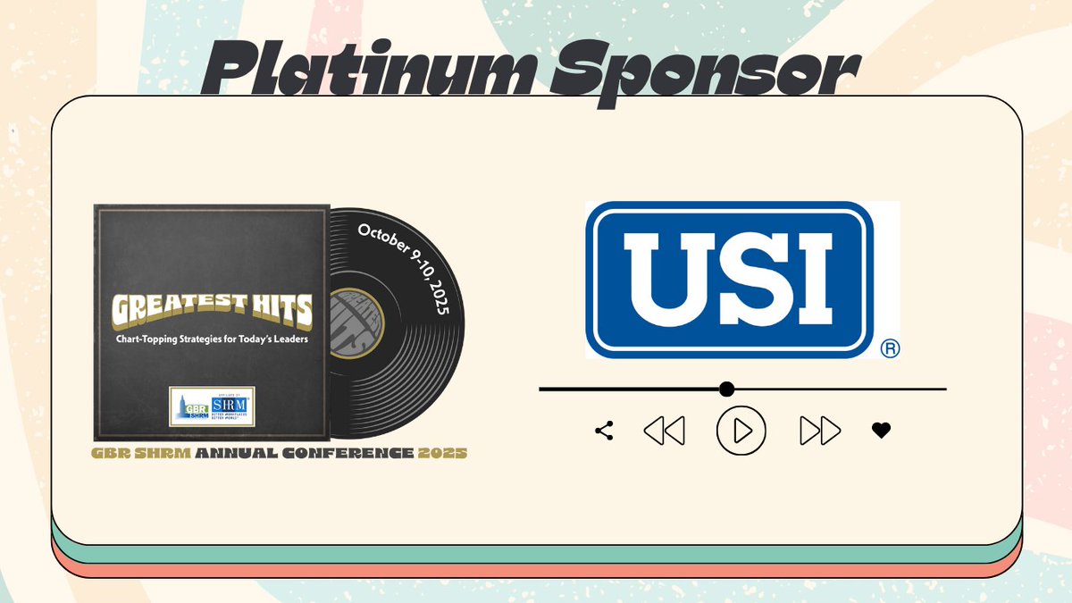 We’re thankful for <a href="/USIIns/">USI Insurance Services</a> Platinum Sponsorship of our 2025 Annual Conference! Don’t miss the opportunity to partner with us: gbrshrm.wildapricot.org/event-6190831. #GreatestHits2025 #HRProfessionals #SHRM
