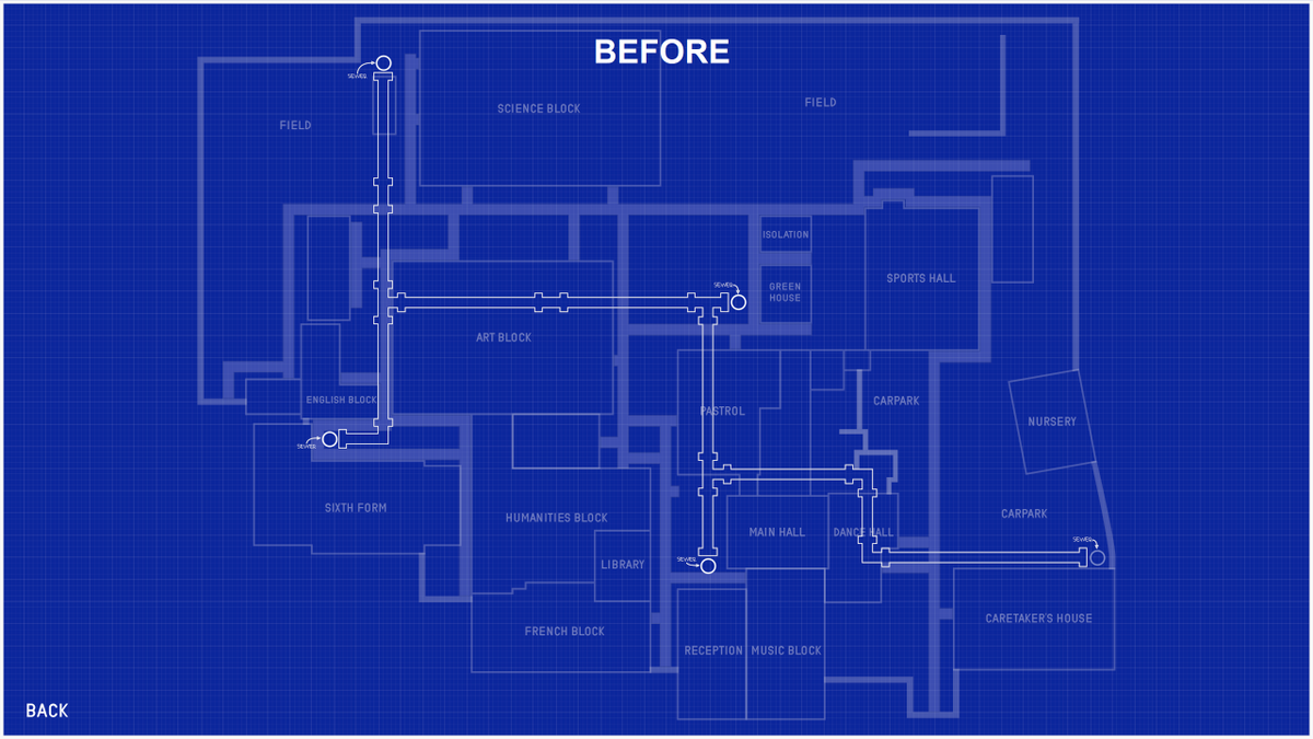 LabLeakInt's tweet image. In Rickstones, the Caretaker will be able to access sewers to travel around the map quicker.
Been updating the sewer's map UI that pops up when interacting with a sewer to make it look more like a blueprint.
Would appreciate any feedback 🙂
#UnrealEngine5 #gamedev #indiedev